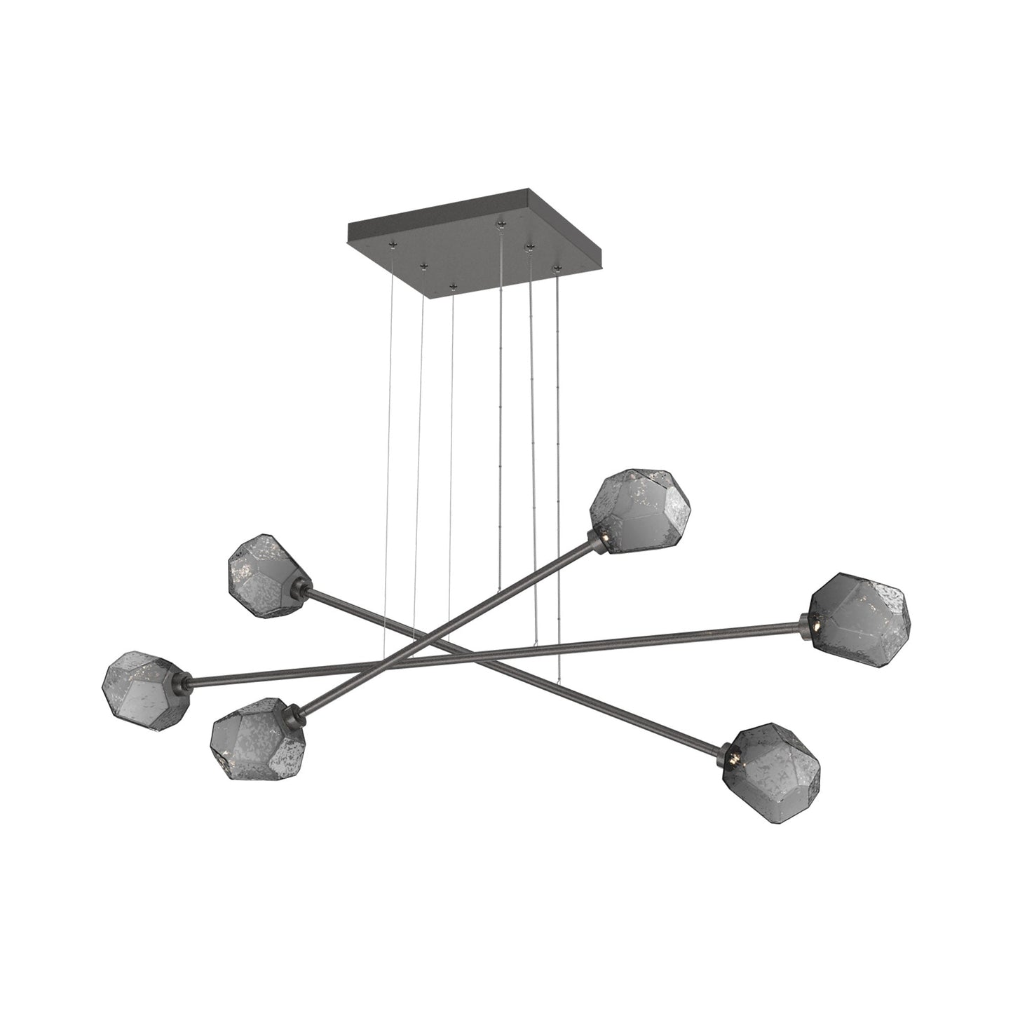 Gem Triple Moda Linear LED Chandelier in Graphite/Smoke Blown Glass.