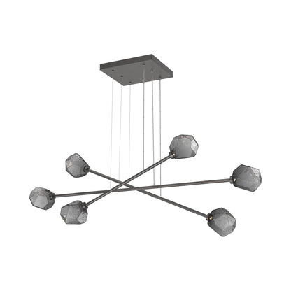 Gem Triple Moda Linear LED Chandelier in Graphite/Smoke Blown Glass.