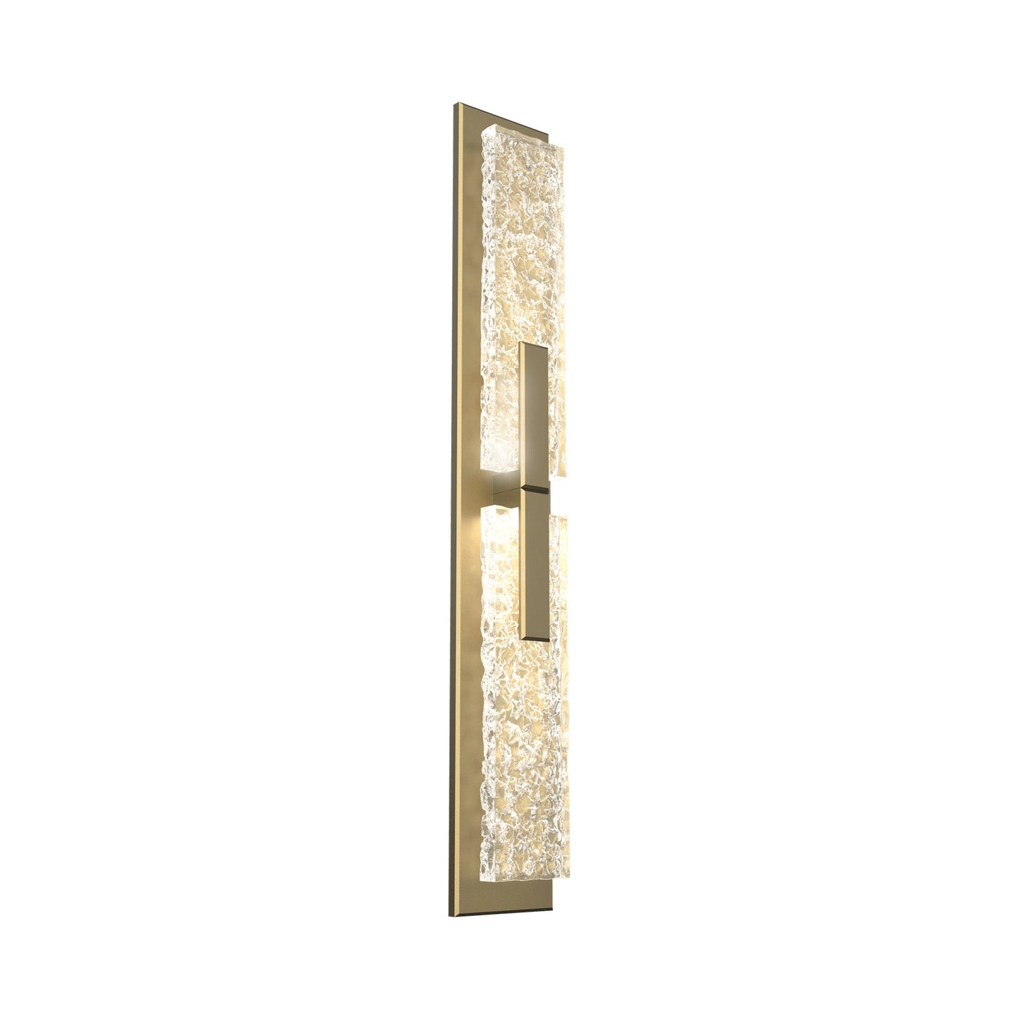 Glacier Double LED Wall Light in Gilded Brass.