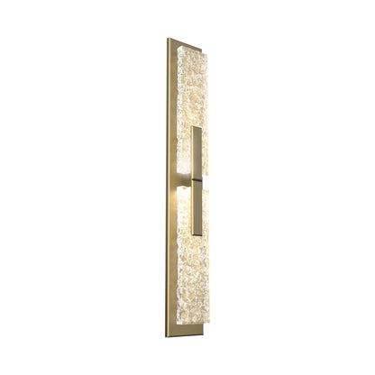 Glacier Double LED Wall Light in Gilded Brass.