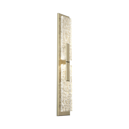 Glacier Double LED Wall Light in Heritage Brass.