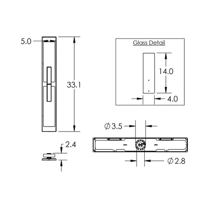 Glacier Double LED Wall Light - line drawing.