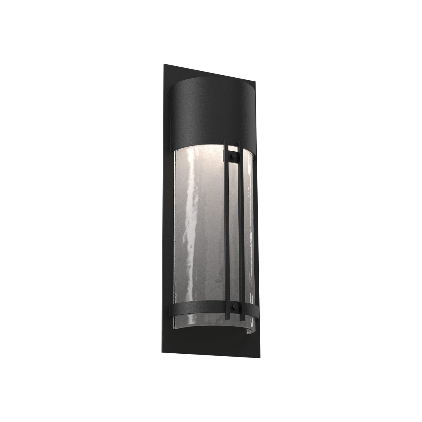 Half Round Outdoor LED Wall Light in Textured Black/Frosted Granite (19.3-Inch).