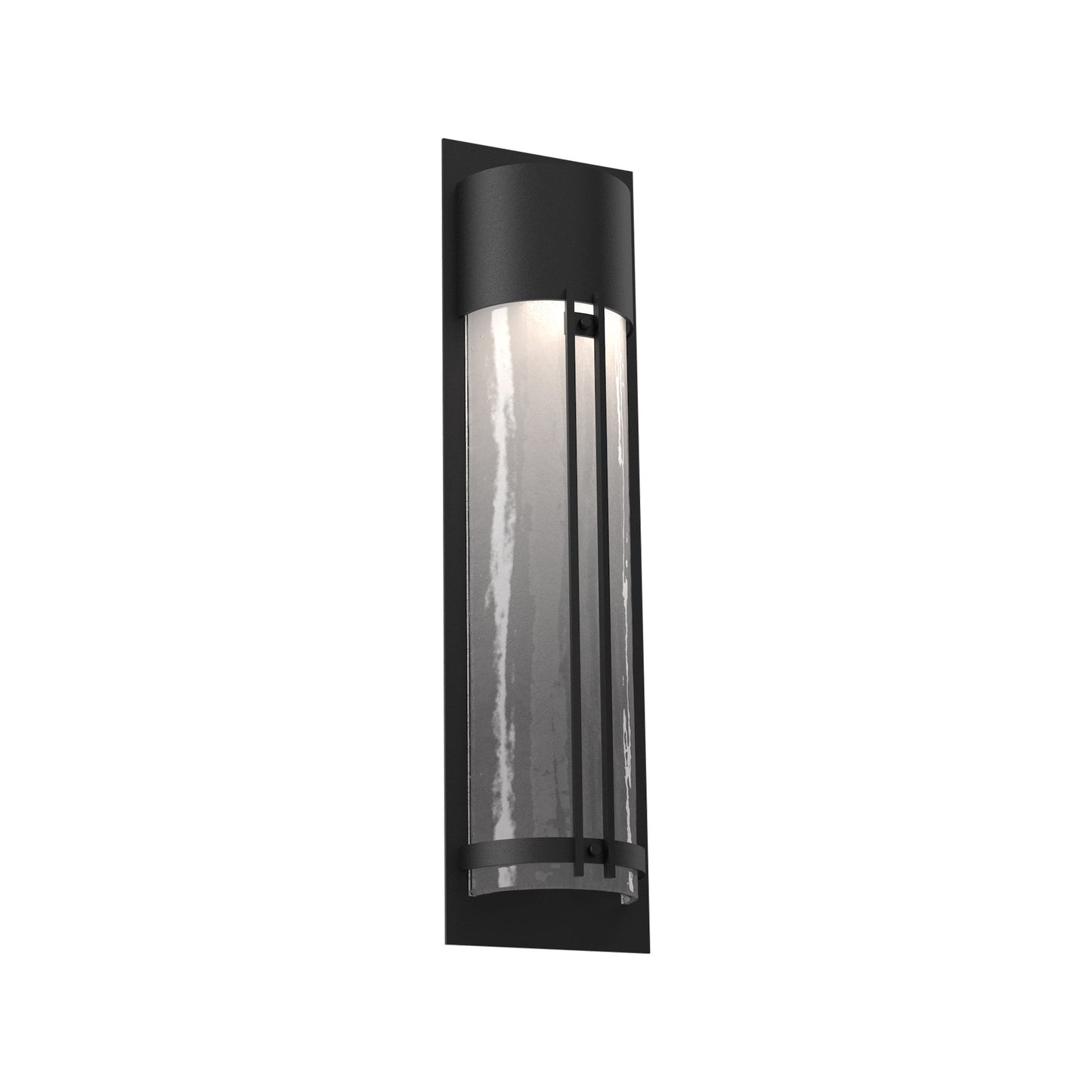 Half Round Outdoor LED Wall Light in Textured Black/Frosted Granite (26.3-Inch).