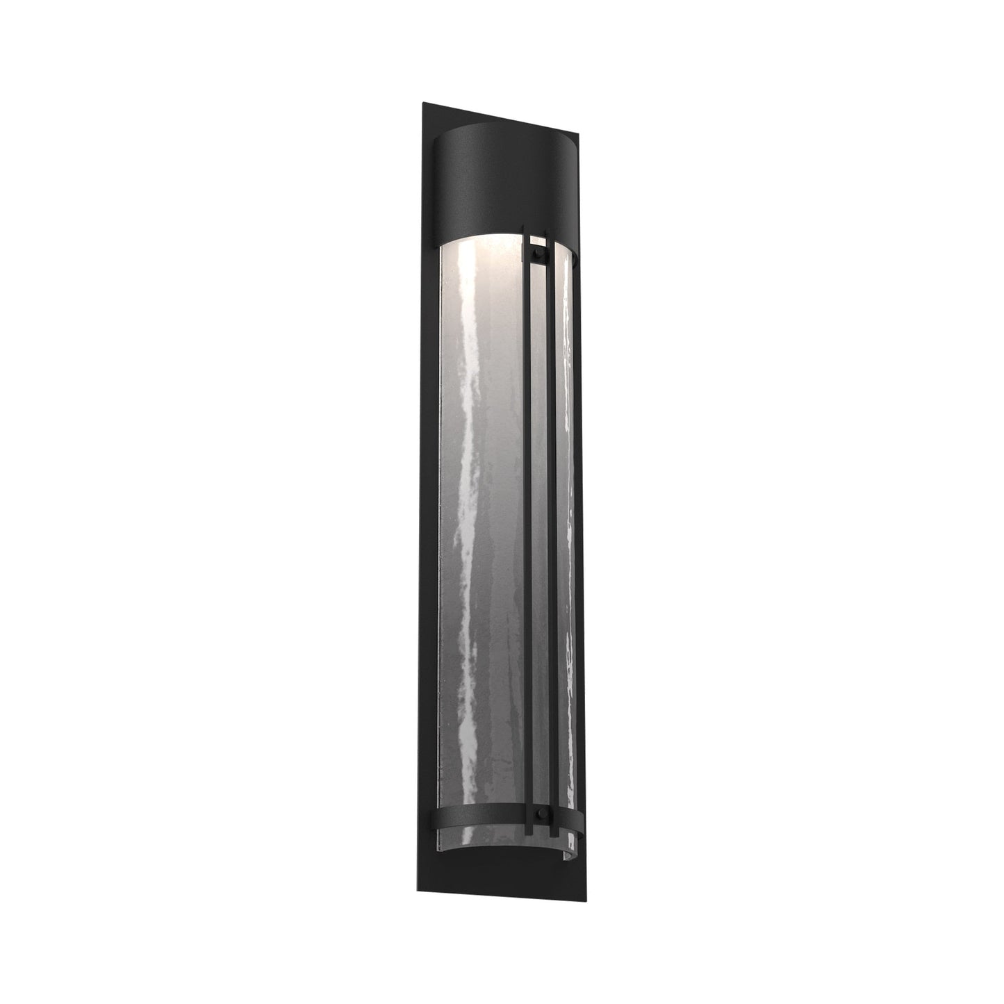 Half Round Outdoor LED Wall Light in Textured Black/Frosted Granite (31.3-Inch).