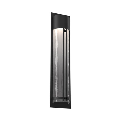 Half Round Outdoor LED Wall Light in Textured Black/Frosted Granite (31.3-Inch).