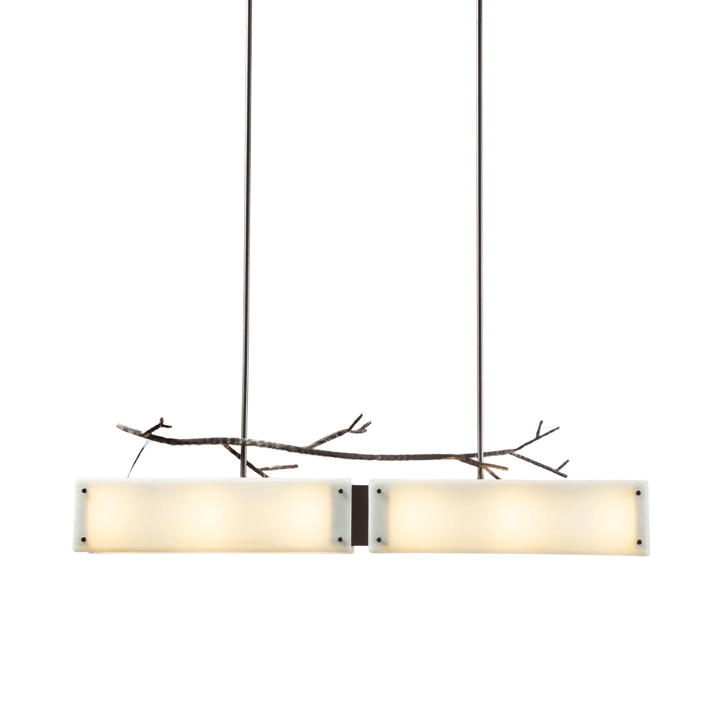 Ironwood Linear LED Chandelier in Gunmetal/Ivory Wisp (44.3-Inch).