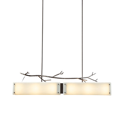 Ironwood Linear LED Chandelier in Gunmetal/Ivory Wisp (44.3-Inch).
