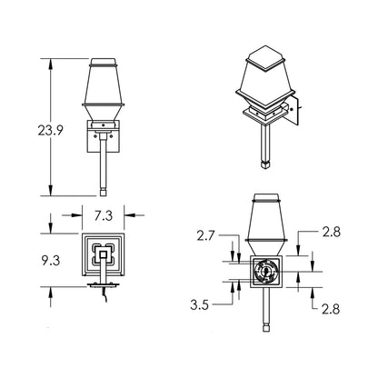 Landmark Torch Outdoor LED Wall Light - line drawing.