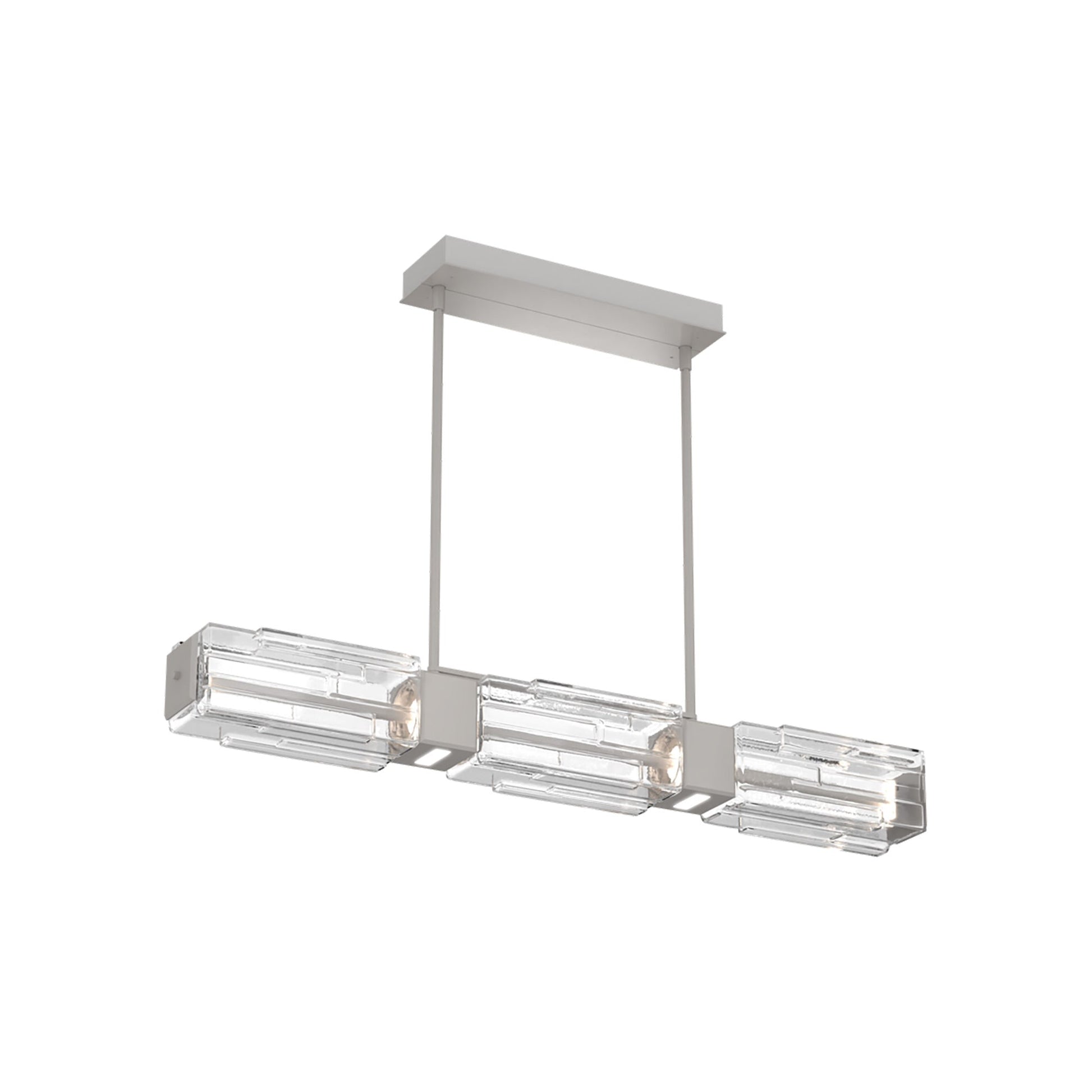 Ledgestone Linear LED Chandelier in Beige Silver (41-Inch).