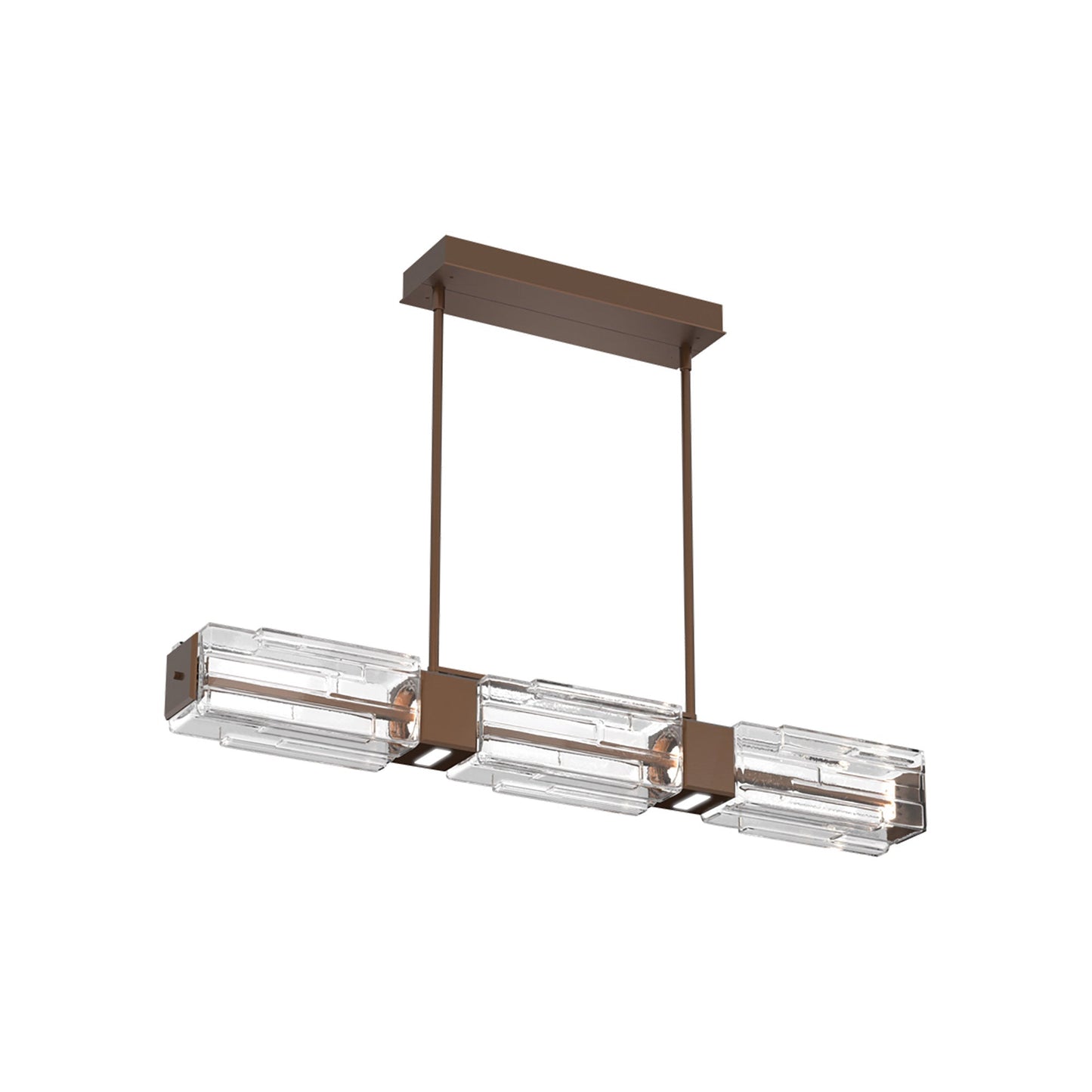 Ledgestone Linear LED Chandelier in Burnished Bronze (41-Inch).