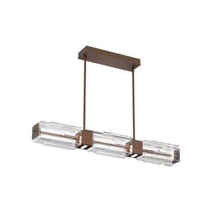 Ledgestone Linear LED Chandelier in Burnished Bronze (41-Inch).