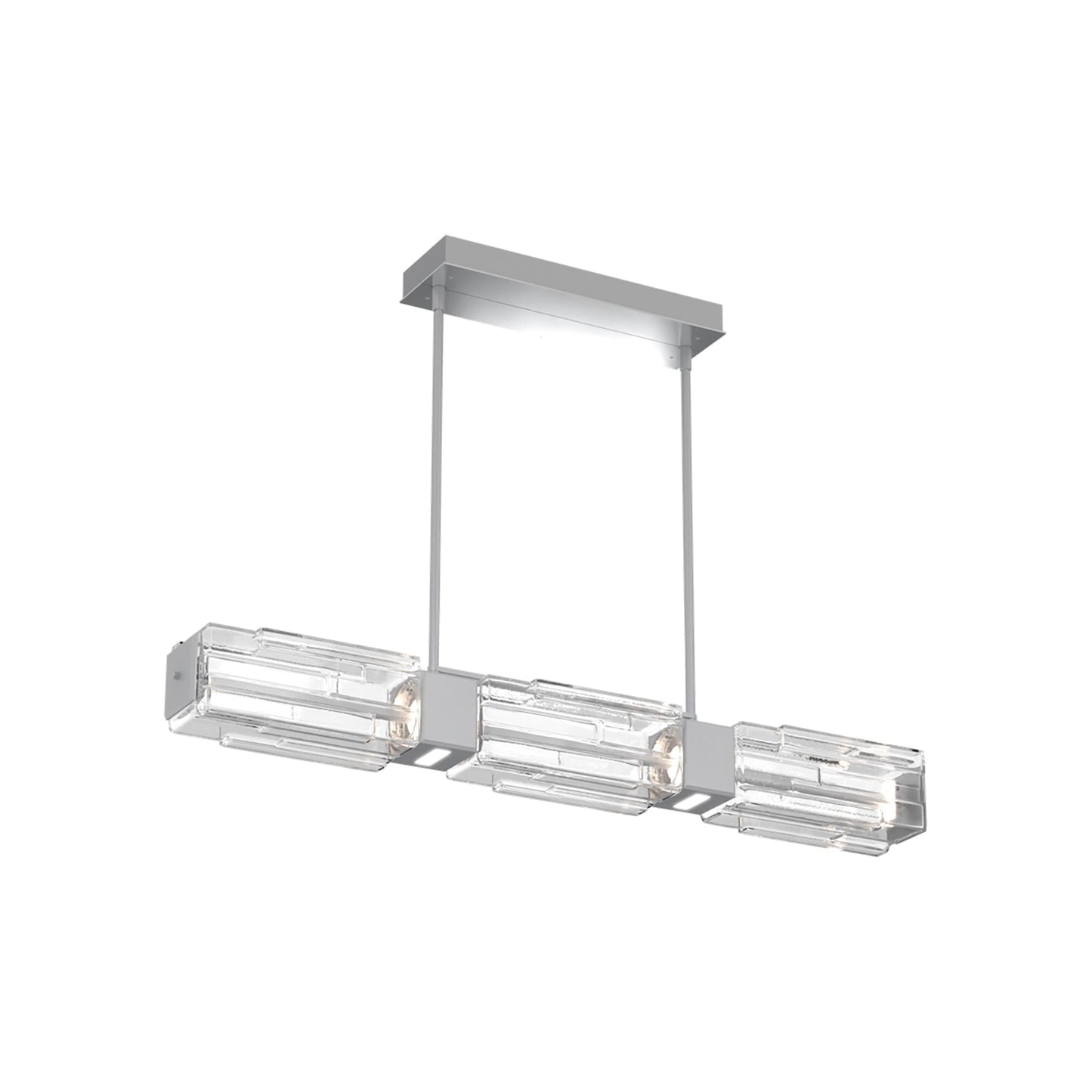 Ledgestone Linear LED Chandelier in Classic Silver (41-Inch).