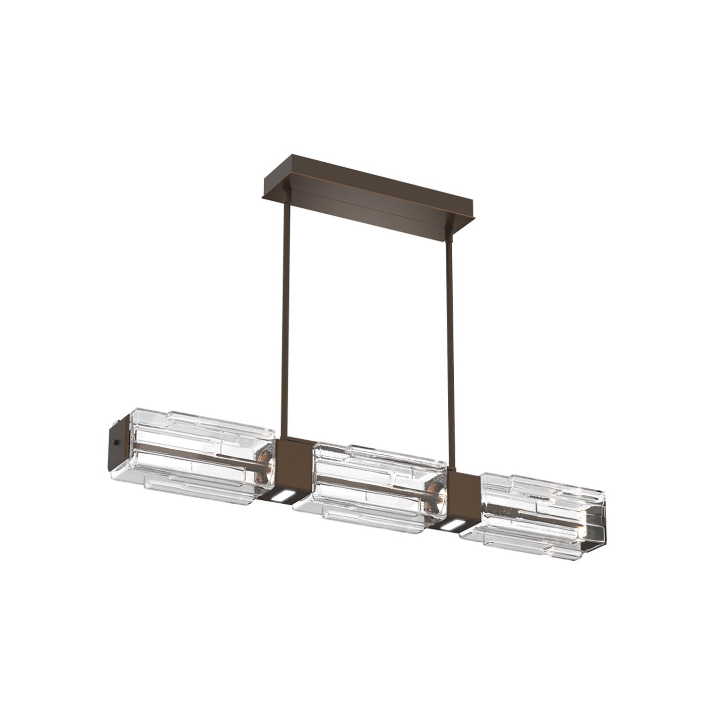Ledgestone Linear LED Chandelier in Flat Bronze (41-Inch).