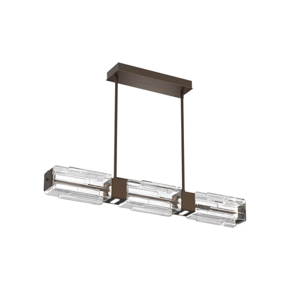 Ledgestone Linear LED Chandelier in Flat Bronze (41-Inch).