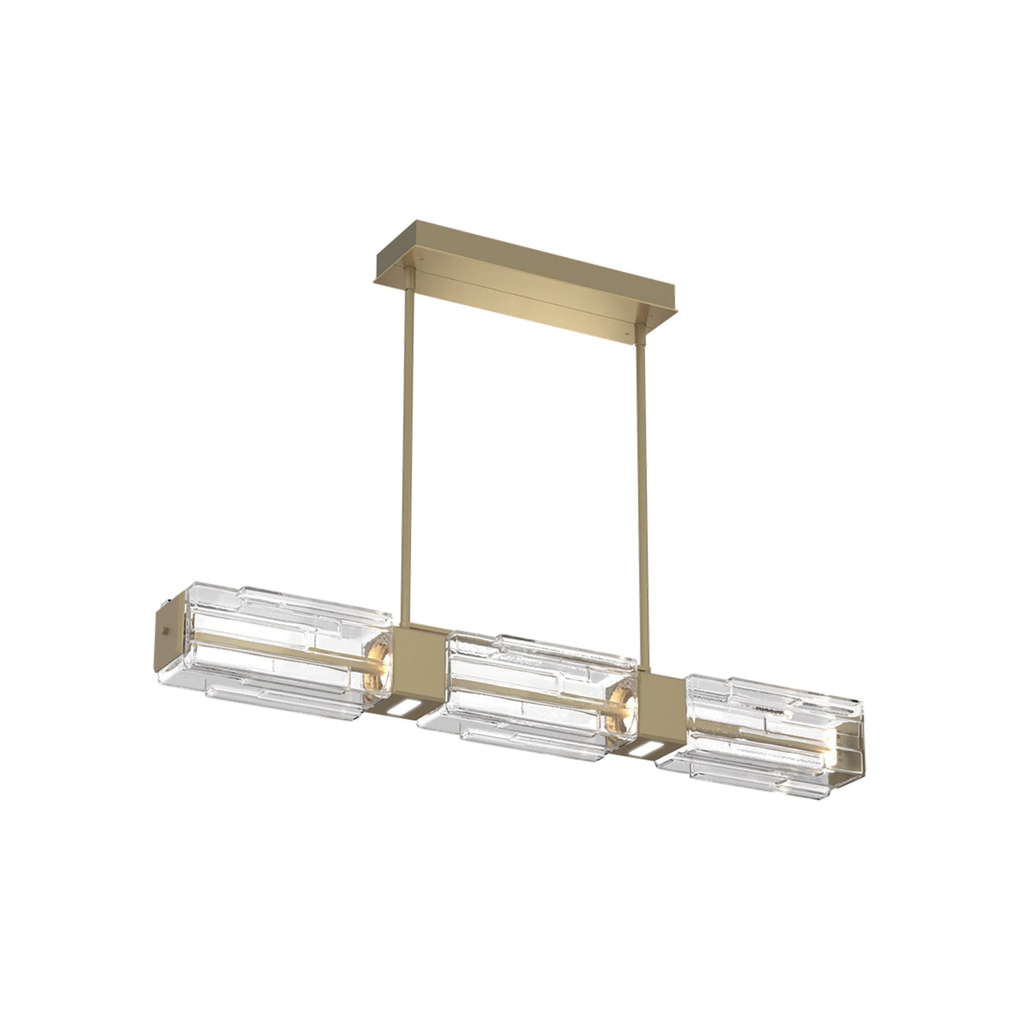 Ledgestone Linear LED Chandelier in Gilded Brass (41-Inch).