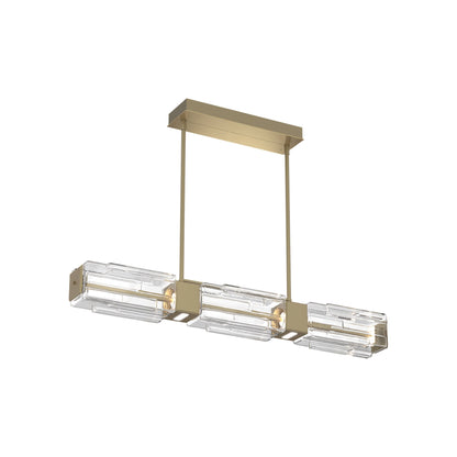 Ledgestone Linear LED Chandelier in Gilded Brass (41-Inch).