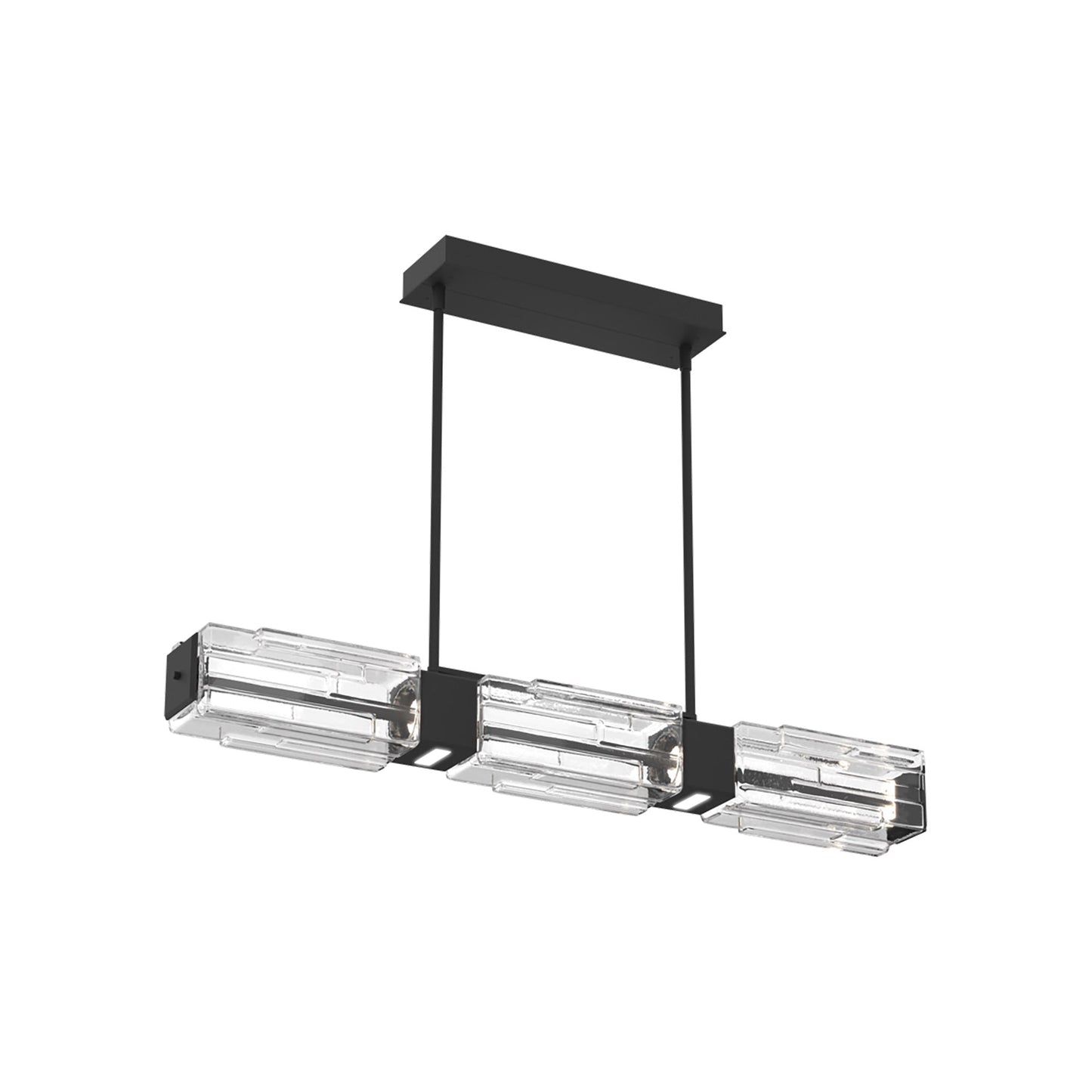 Ledgestone Linear LED Chandelier in Matte Black (41-Inch).