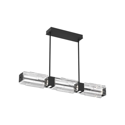Ledgestone Linear LED Chandelier in Matte Black (41-Inch).
