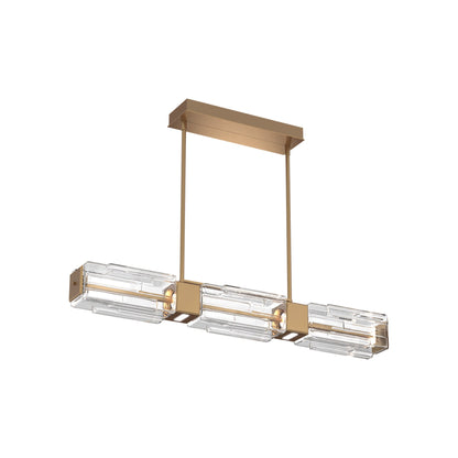 Ledgestone Linear LED Chandelier in Novel Brass (41-Inch).