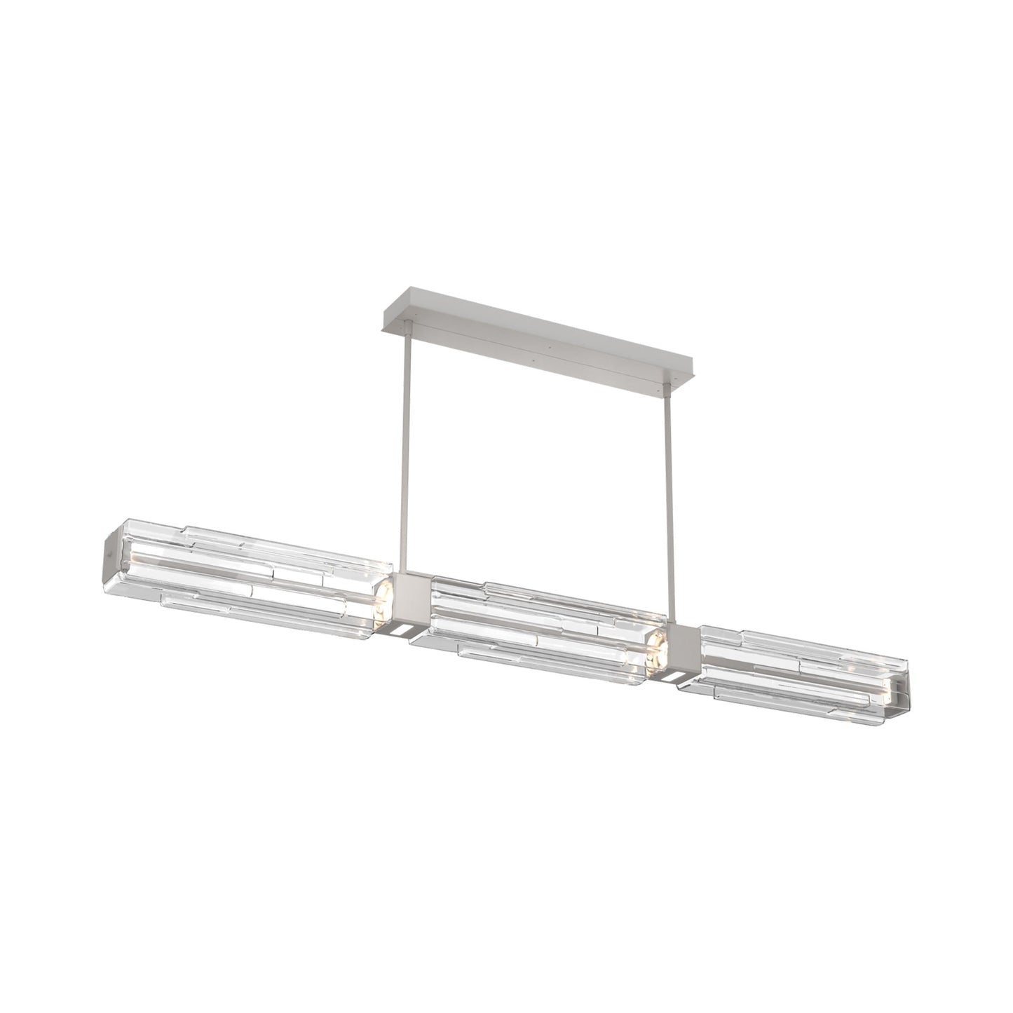 Ledgestone Linear LED Chandelier in Beige Silver (67-Inch).