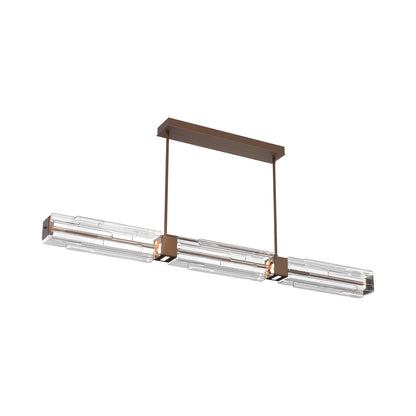 Ledgestone Linear LED Chandelier in Burnished Bronze (67-Inch).