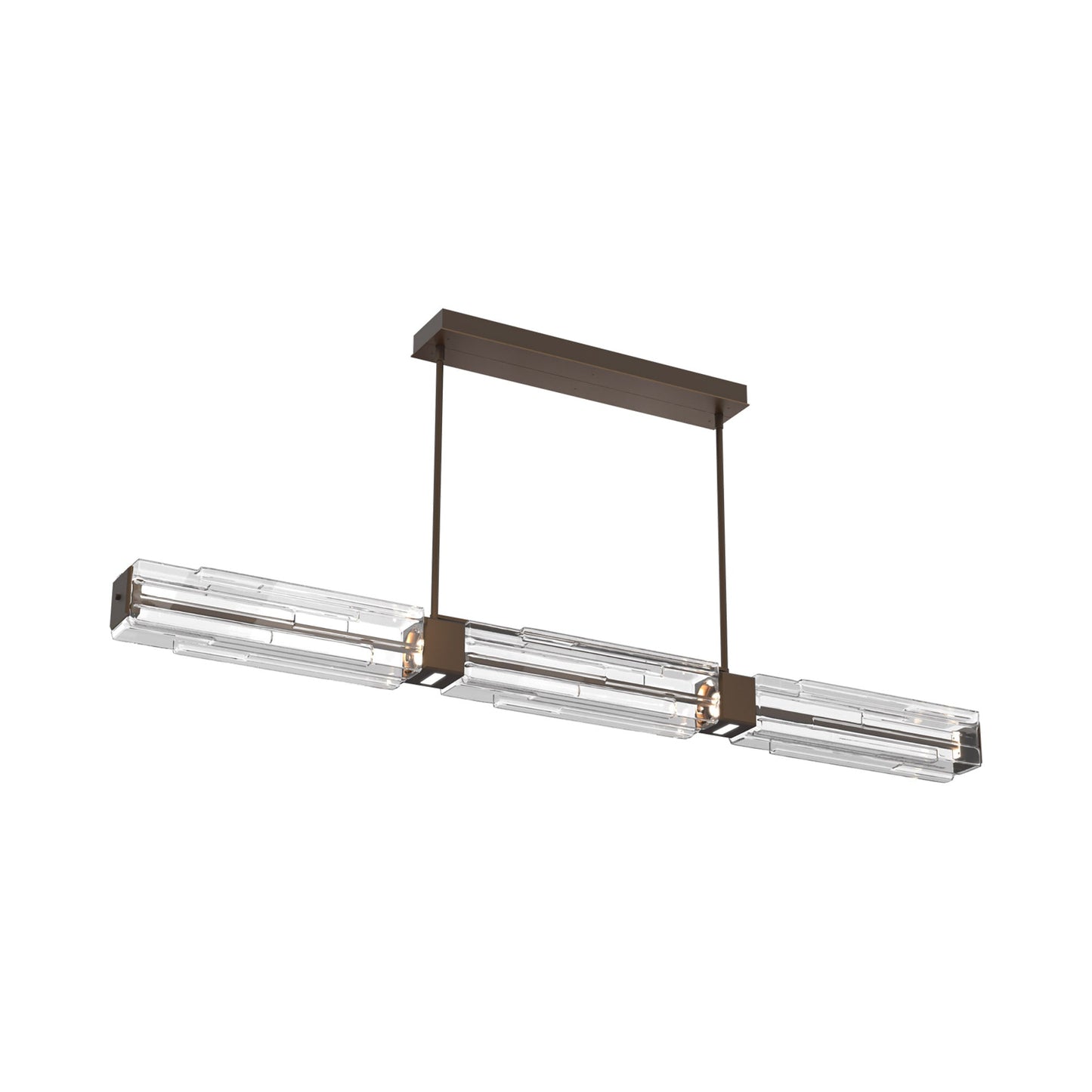 Ledgestone Linear LED Chandelier in Flat Bronze (67-Inch).