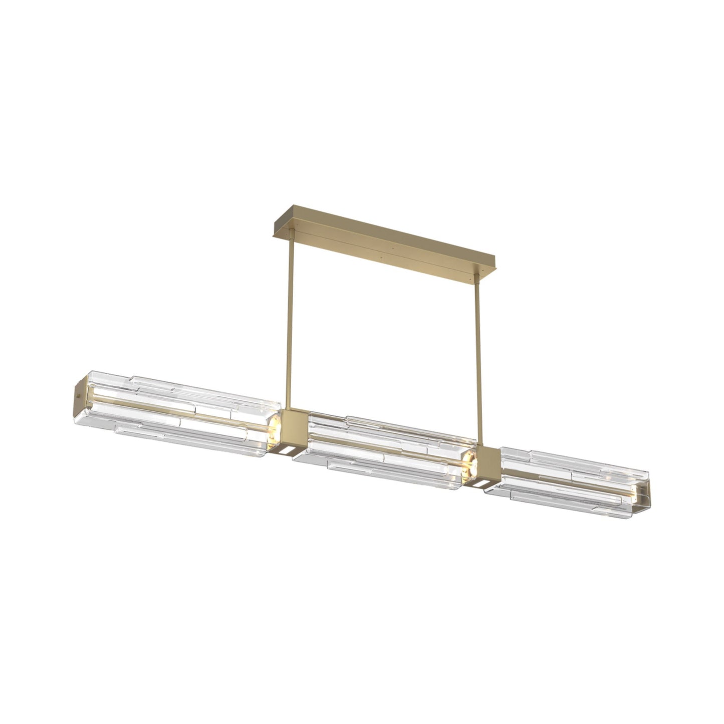 Ledgestone Linear LED Chandelier in Gilded Brass (67-Inch).