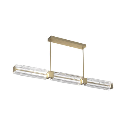 Ledgestone Linear LED Chandelier in Gilded Brass (67-Inch).