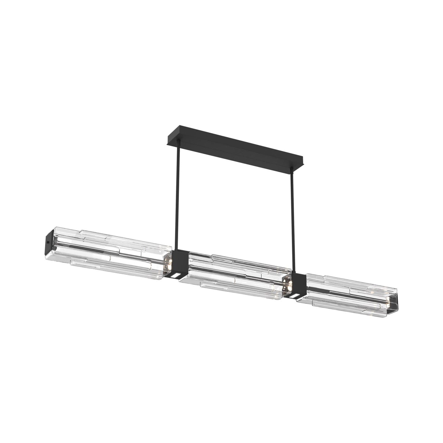 Ledgestone Linear LED Chandelier in Matte Black (67-Inch).