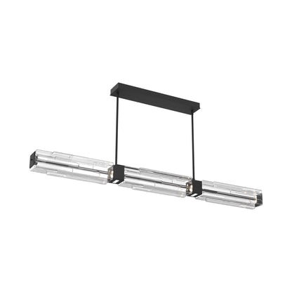 Ledgestone Linear LED Chandelier in Matte Black (67-Inch).
