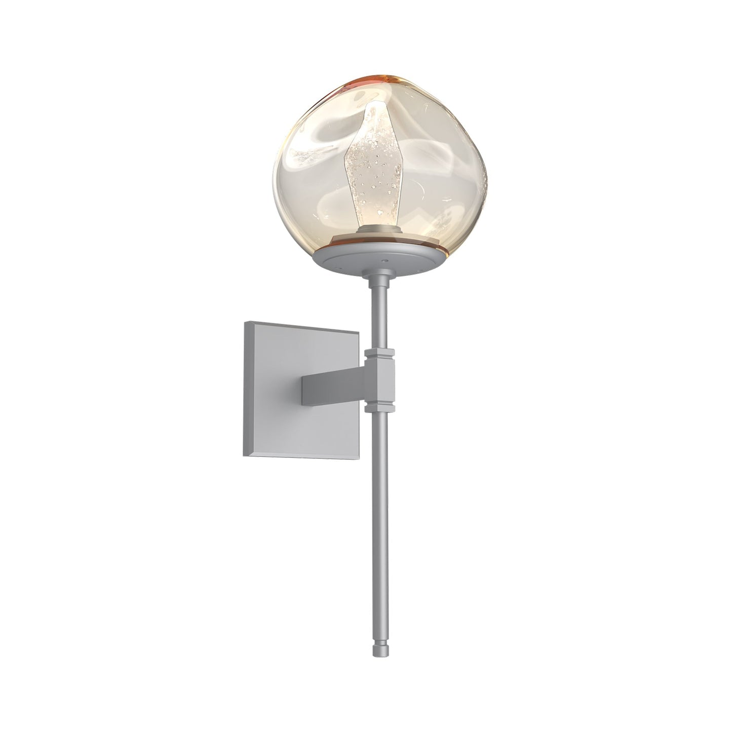 Luna Belvedere LED Wall Light in Classic Silver/Amber (Geo Crystal).