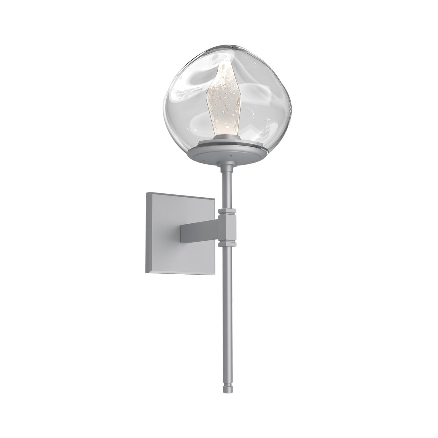 Luna Belvedere LED Wall Light in Classic Silver/Clear (Geo Crystal).