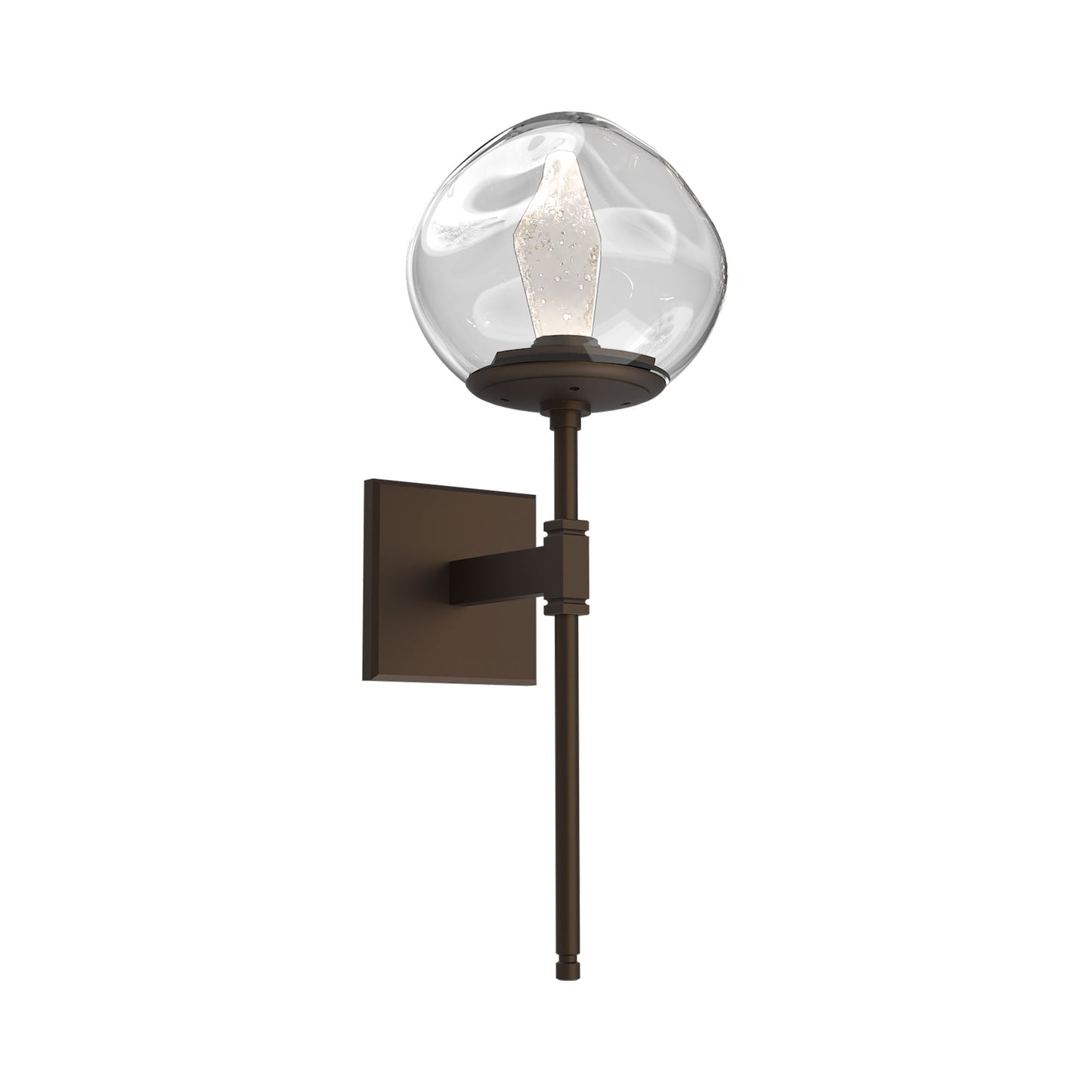 Luna Belvedere LED Wall Light in Flat Bronze/Clear (Geo Crystal).