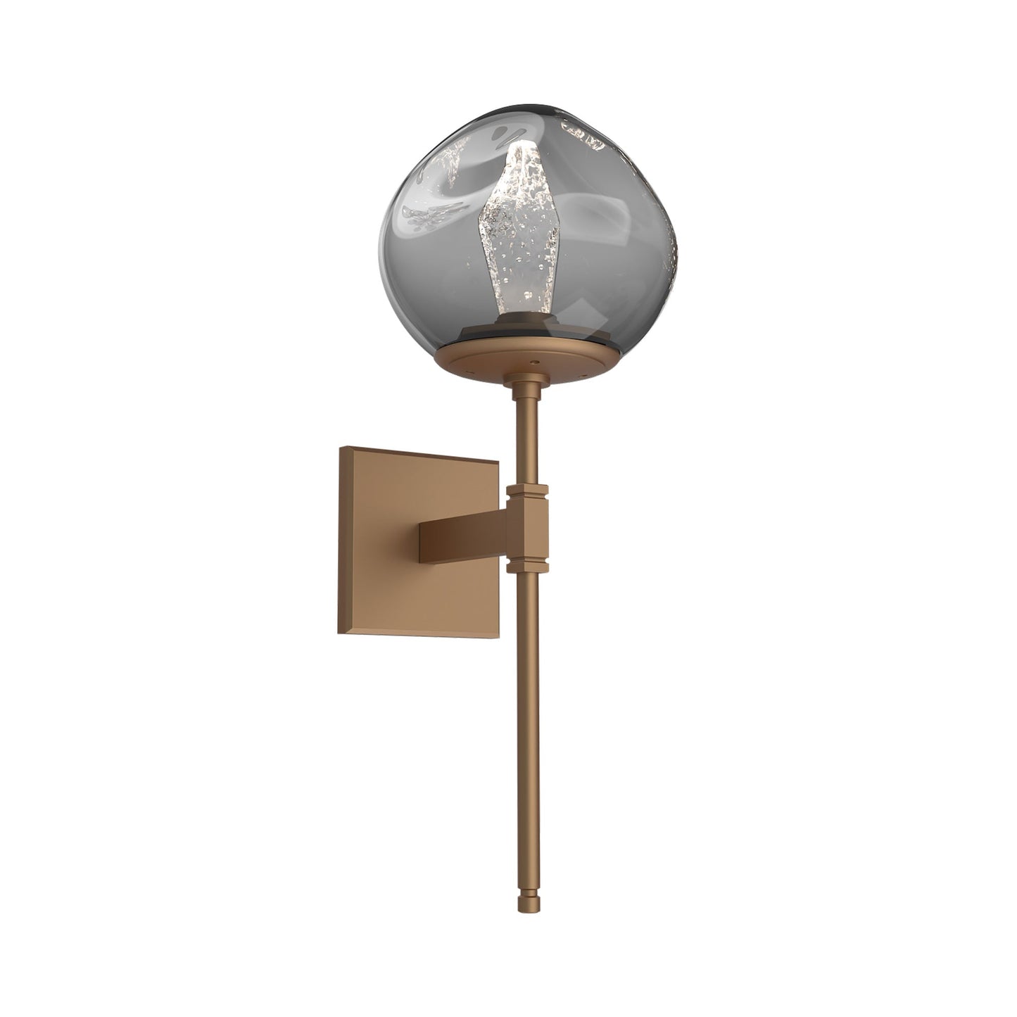 Luna Belvedere LED Wall Light in Novel Brass/Smoke (Zircon Crystal).
