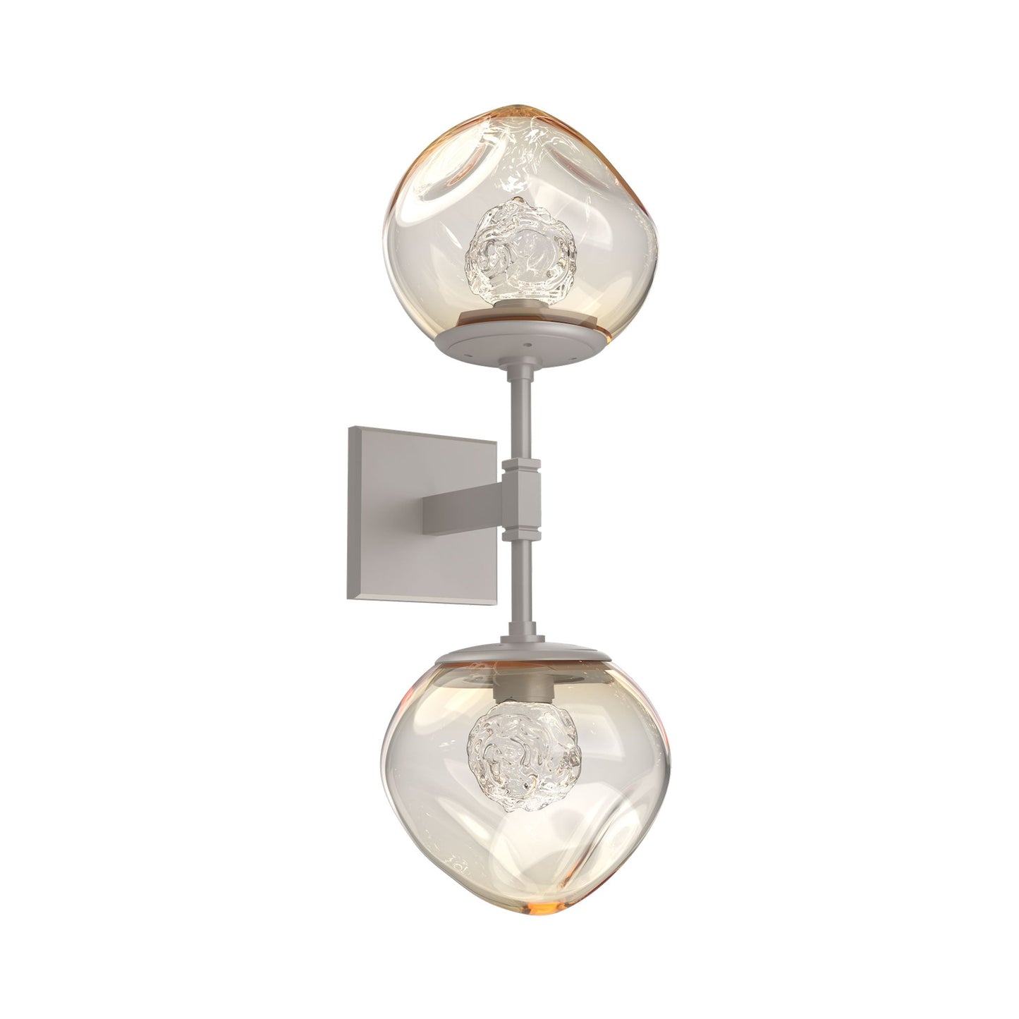 Luna Double LED Wall Light in Beige Silver/Amber (Floret Crystal).
