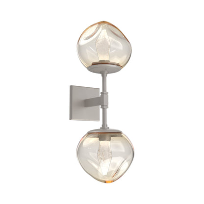 Luna Double LED Wall Light in Beige Silver/Amber (Geo Crystal).