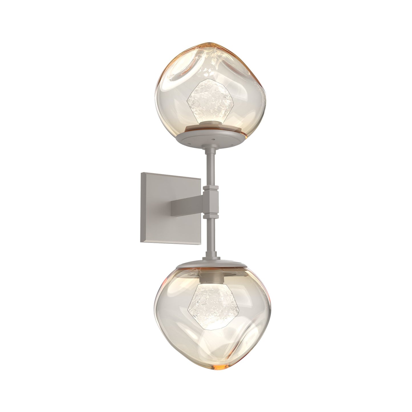 Luna Double LED Wall Light in Beige Silver/Amber (Zircon Crystal).