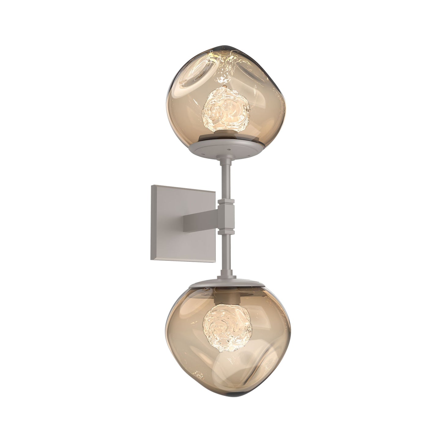 Luna Double LED Wall Light in Beige Silver/Bronze (Floret Crystal).