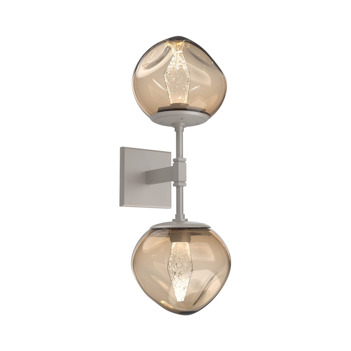 Luna Double LED Wall Light in Beige Silver/Bronze (Geo Crystal).