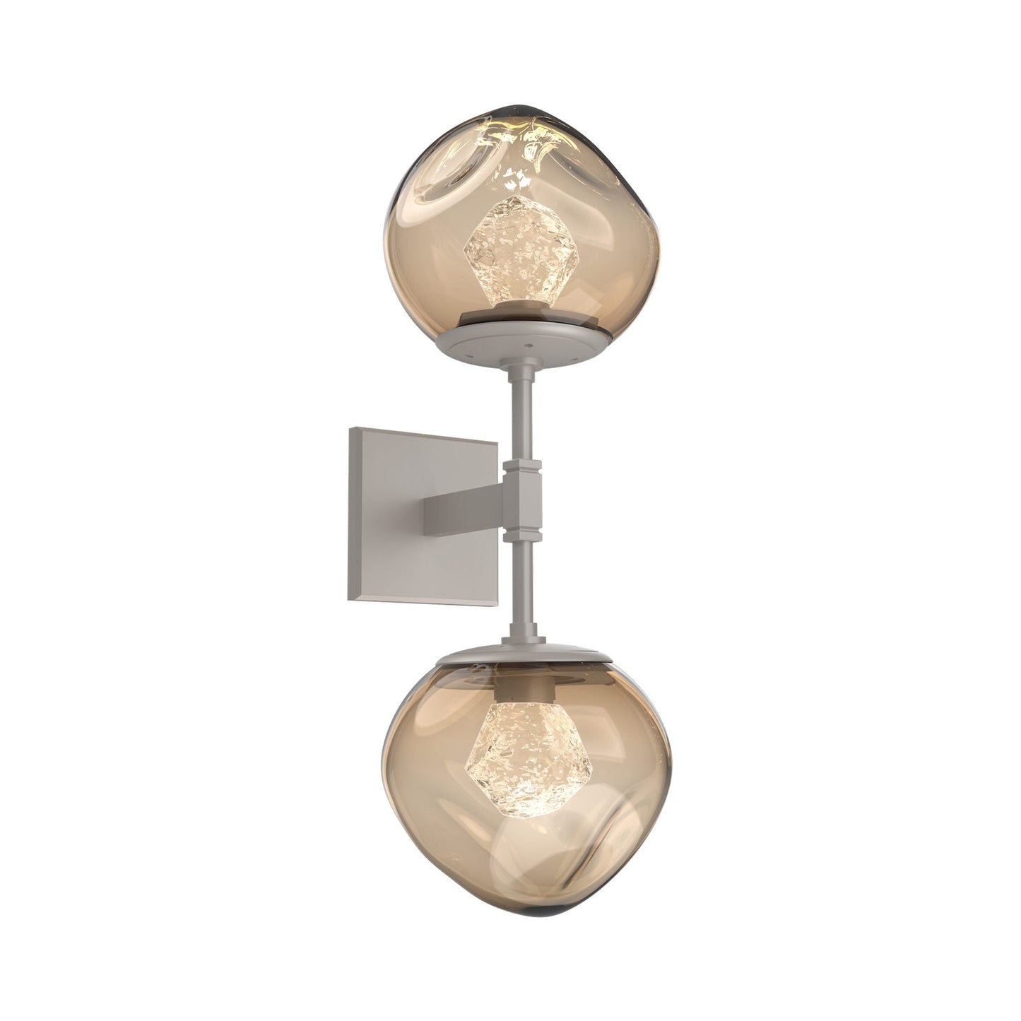 Luna Double LED Wall Light in Beige Silver/Bronze (Zircon Crystal).