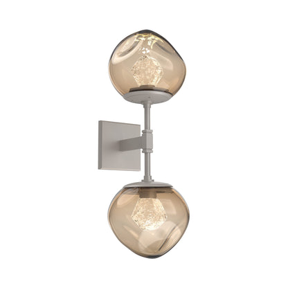 Luna Double LED Wall Light in Beige Silver/Bronze (Zircon Crystal).