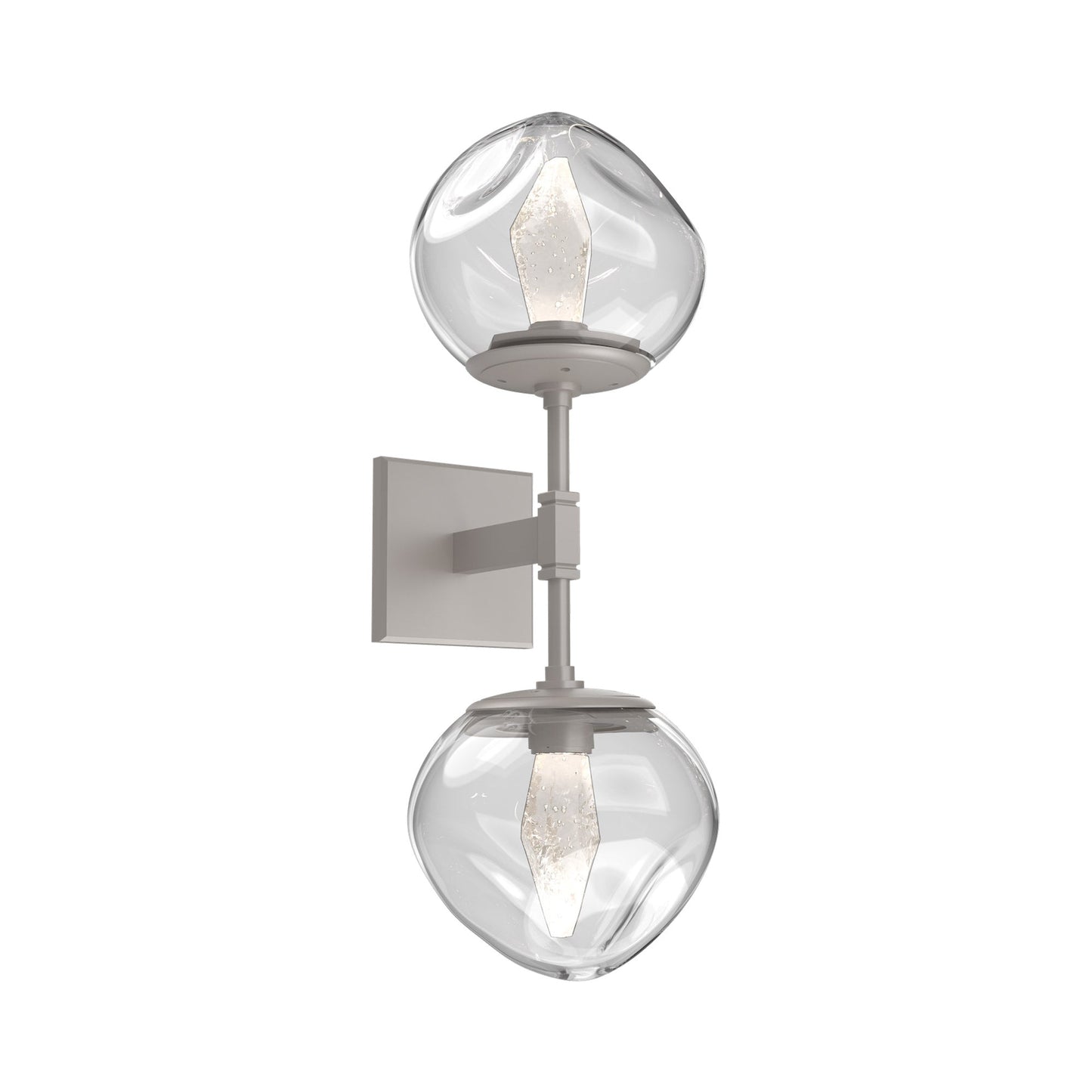 Luna Double LED Wall Light in Beige Silver/Clear (Geo Crystal).
