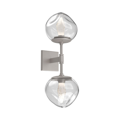 Luna Double LED Wall Light in Beige Silver/Clear (Geo Crystal).