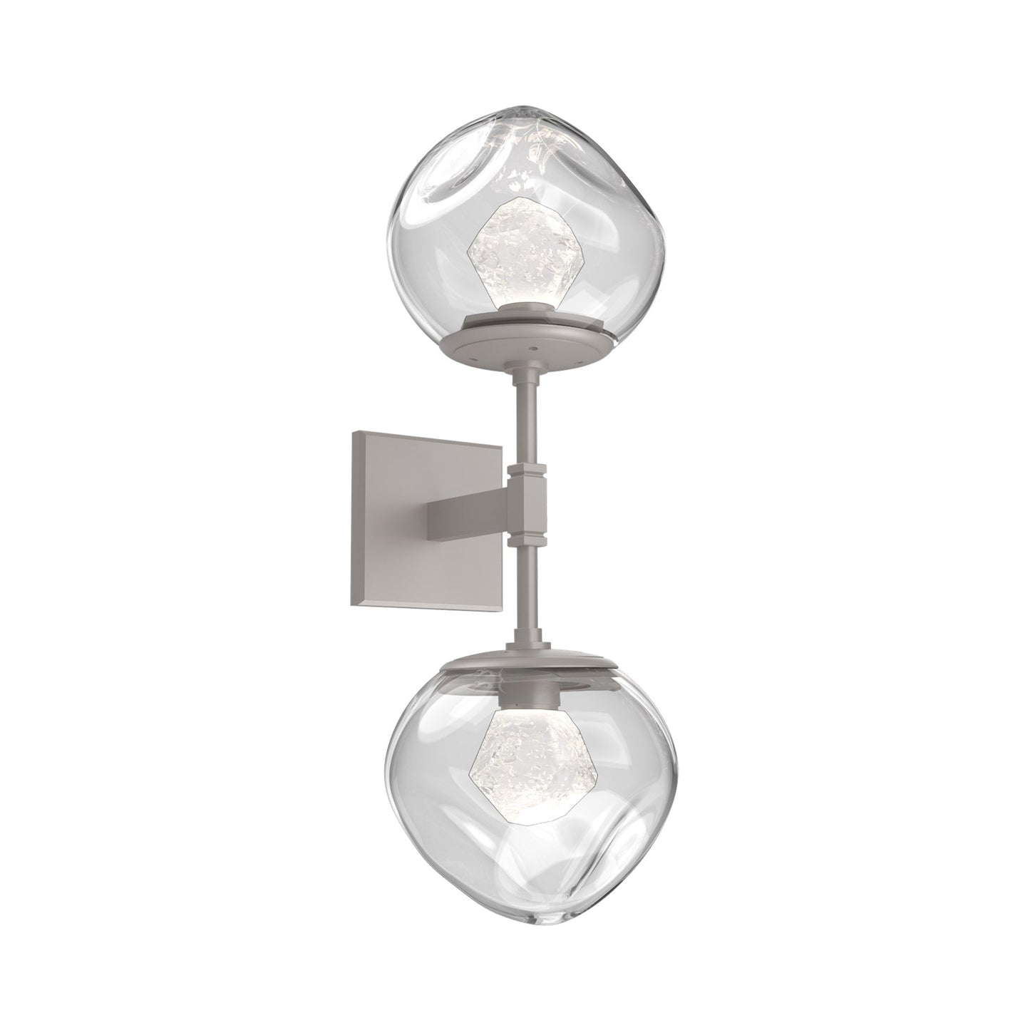 Luna Double LED Wall Light in Beige Silver/Clear (Zircon Crystal).