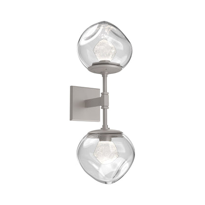 Luna Double LED Wall Light in Beige Silver/Clear (Zircon Crystal).