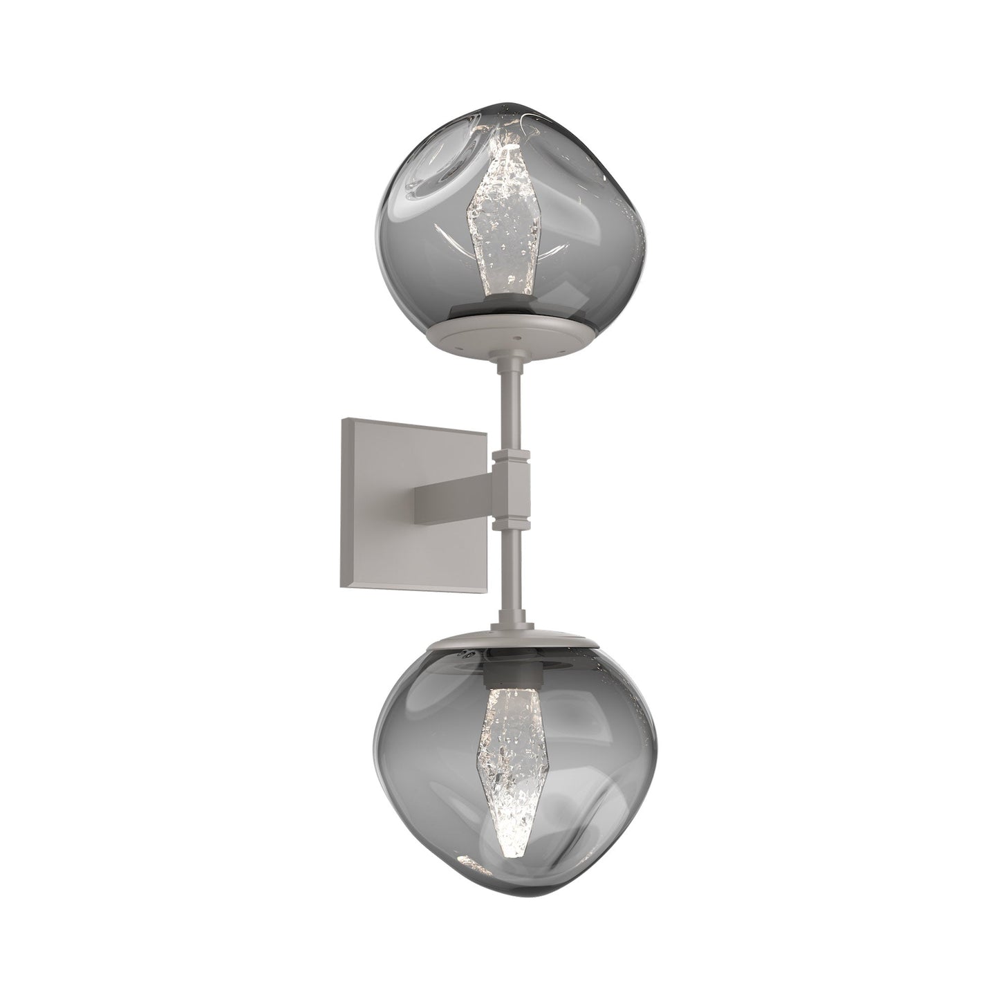 Luna Double LED Wall Light in Beige Silver/Smoke (Geo Crystal).