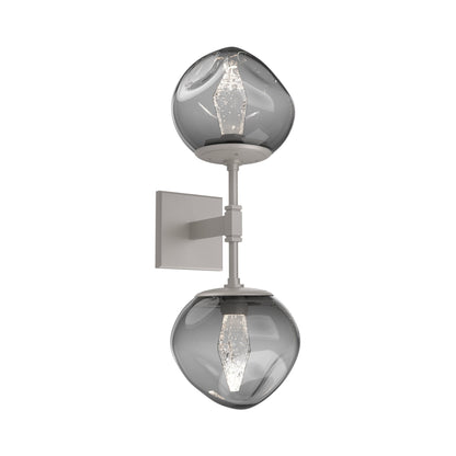 Luna Double LED Wall Light in Beige Silver/Smoke (Geo Crystal).