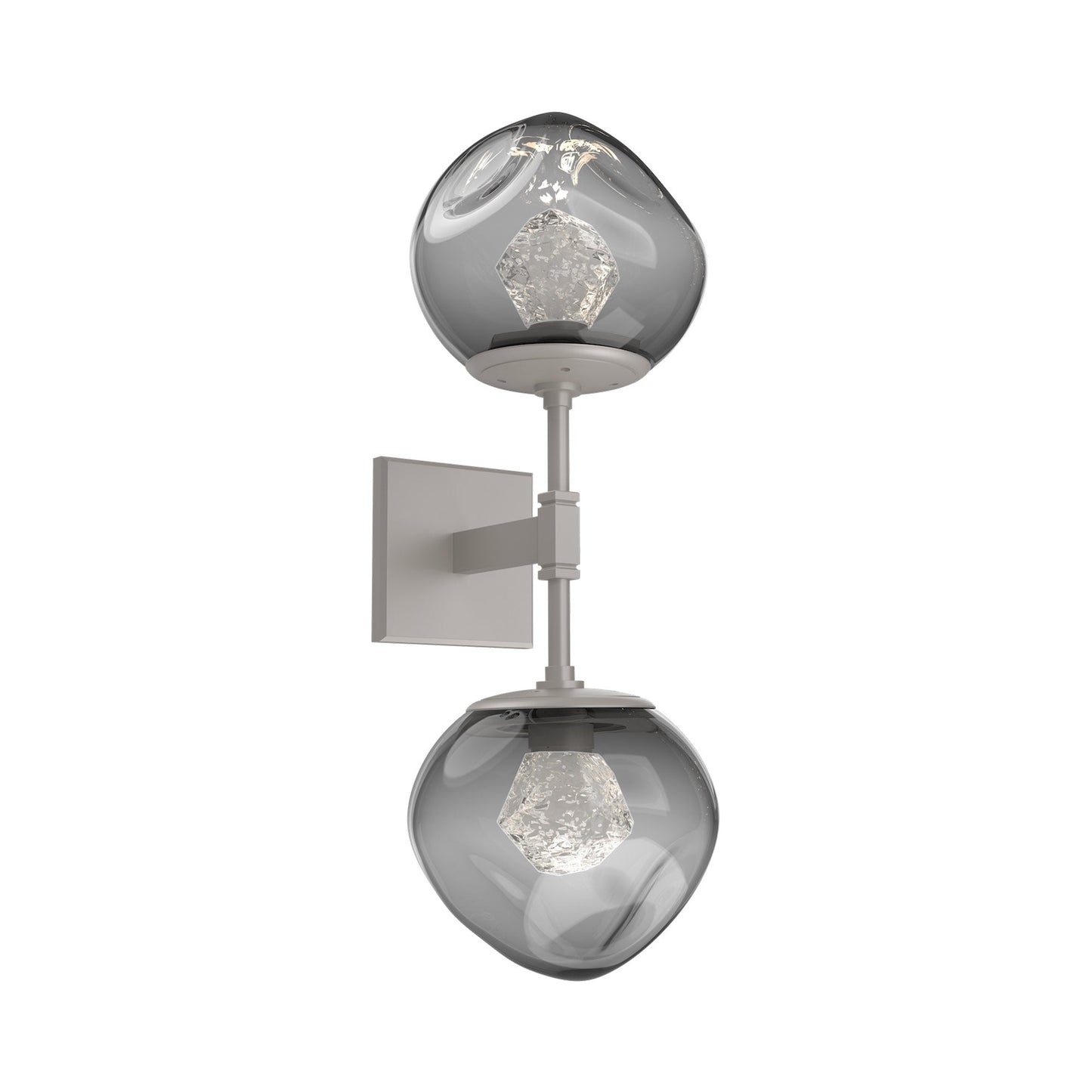 Luna Double LED Wall Light in Beige Silver/Smoke (Zircon Crystal).