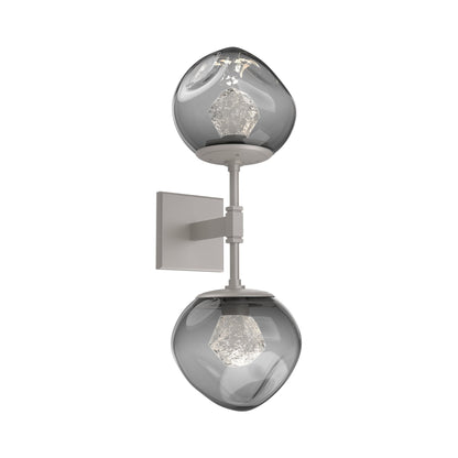 Luna Double LED Wall Light in Beige Silver/Smoke (Zircon Crystal).